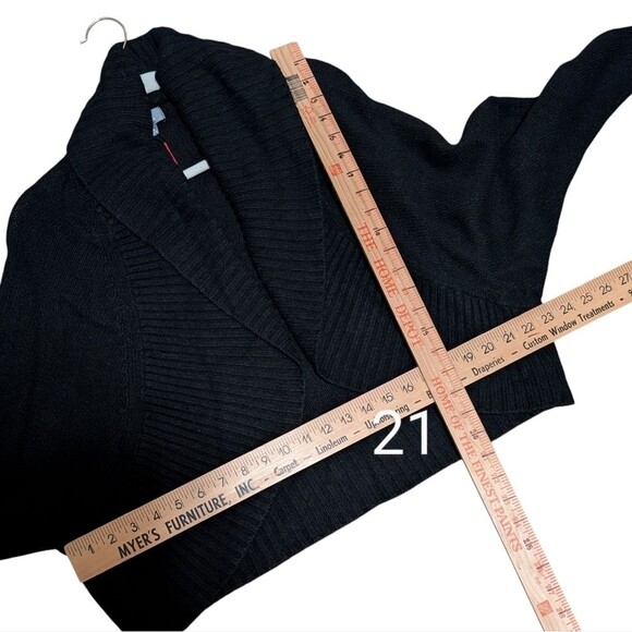 NWT Anthropologie Copley black wool blend open front cardigan M/L shawl collar - Picture 3 of 10